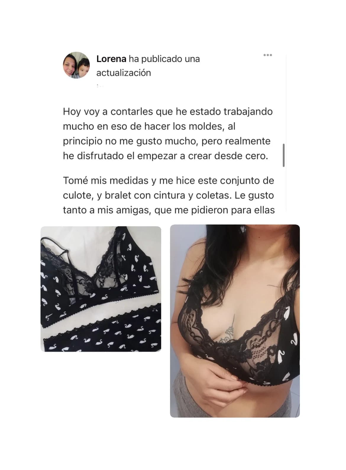 Alumna comparte conjunto de bralet y culotte creado desde cero en la membresía